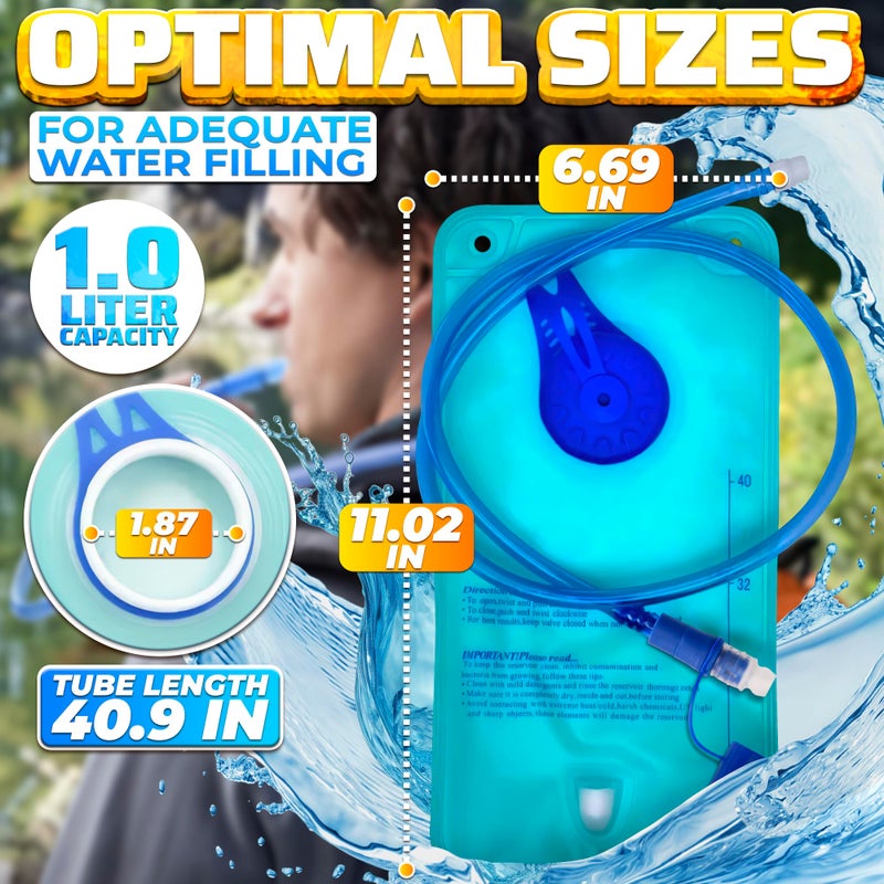 LAGARTO Blue Water Bladder for Hiking Backpack - 1-1.5 Liter Hydration Bladder Water Pouch for Running, Cycling, Camping, Biking, Hiking Water Bag - Blue Water Bottle Water Storage Bladder Hydration Pack - Image 2